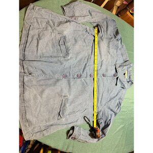 Woman Within Blue Denim Button-Front Jacket Size 1X With Pockets